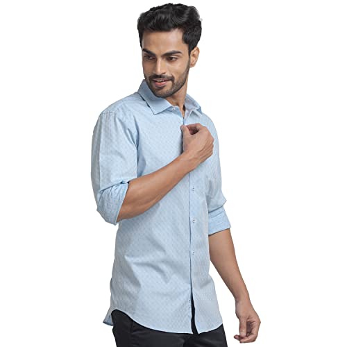 Image of Park Avenue Men's Full Sleeve Slim Fit Medium Green Formal Shirt