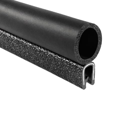 Image of TRIM-LOK Trim Seal, Edge Trim with Top Bulb, Fits 0.750-Inch Bulb, 3 /16-Inch Edge, 17 /32-Inch Leg, 25-Foot Length, Black Pebble Finish, Flexible PVC Plastic Trim with EPDM Rubber Weather Stripping