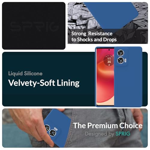 Image of SPRIG Compatible with Moto G96 Premium SilkTone Back Cover Drop Tested Shock Proof Mobile Case for Men, Women, Boys and Girls with Camera Protection (Navy Blue)