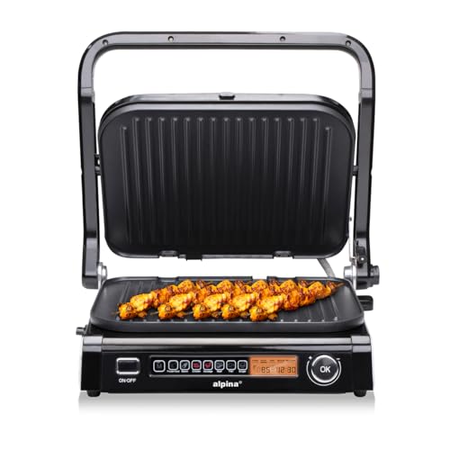 alpina Griglia a contatto – Optigrill 2100WW – Sandwich Maker – Panini Grill – Multigrill per verdure, pane e carne – Griglia da tavolo con rivestimento antiaderente – Modalità di cottura intelligente