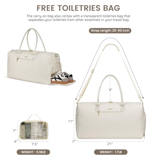 Weekender Travel Duffle Bag for Women: Overnight Bags with Shoe Compartment Carry on Bags for Airplanes with Toiletry Bag Hospital Bag Weekend Yoga Gym Bag with Wet Pocket Travel Duffel Tote Bag Beige2
