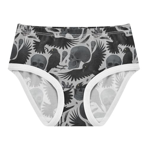Girls Underwear Soft Cotton Ravens Skulls Kids Panties in Sizes 2/3t, 4t, 5t, 6 and 8