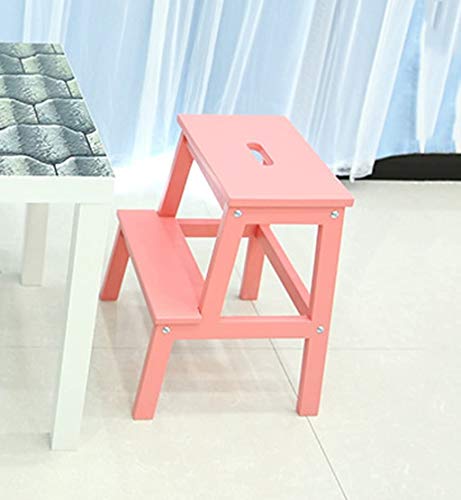 Taburete escalonado de madera rosa de dos capas para el hogar multifuncional 2