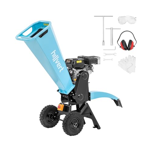hillvert Triturador a Gasolina 7 PS Ø 60 mm con Tolva de Llenado de 245 x 248 x 935 mm Biotriturador Triturador de jardín Trituradora de ramas Trituradora de jardín