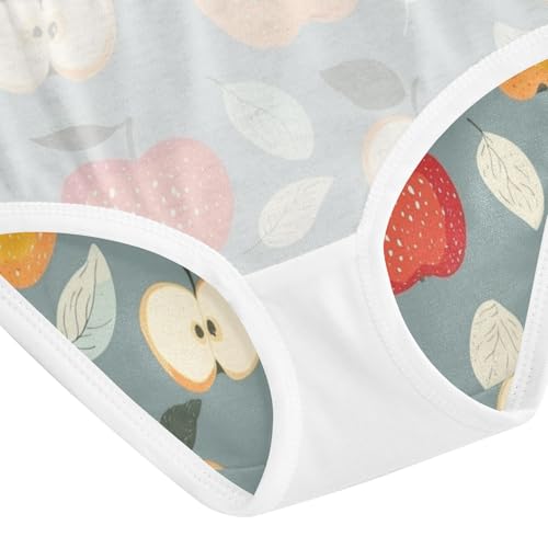 ZZKKO Farmhouse Apples Leaves Girls Underwear Toddler Panties for Girls Comfort Brief Size 8Y4