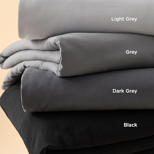 Image of Bedsure Light Grey Duvet Cover Queen Size - 3 Pieces Prewashed Cotton-Like Extra Soft Bedding Set, Includes 1 Duvet Cover 90x90 Inches with Zipper Closure & 2 Pillow Shams, Comforter Not Included