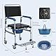 uyoyous toilettenstuhl für senioren, Duschstuhl mit Rollen bis 150KG, Toilettenrollstuhl mit 4 Feststellbaren Rollen, Verstellbarer Nachtstuhl mit Armlehnen für Senioren 56×52×106cm