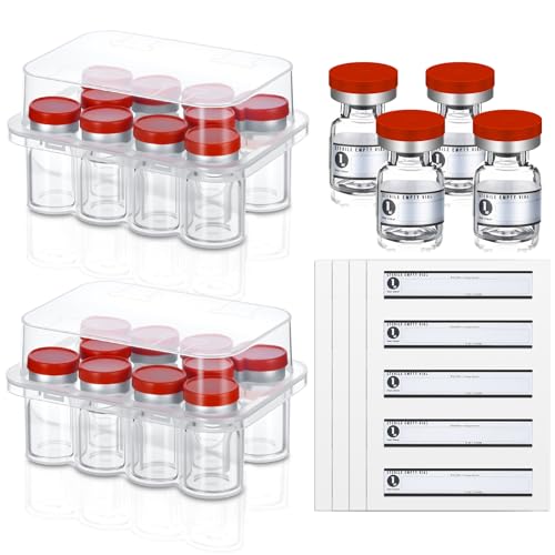Threlaco 20 Pcs 1ml Sterile Empty Vials Glass Self Healing Port