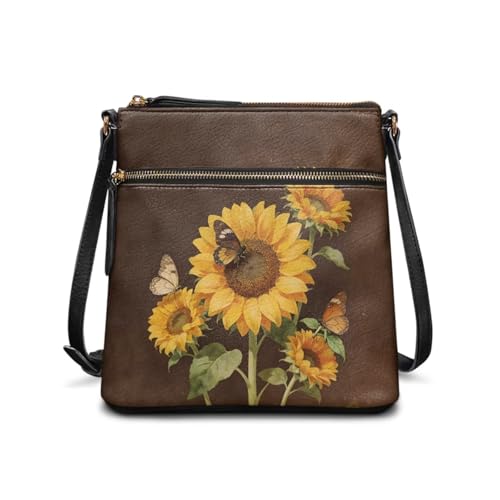 Image of Leather Purses for Women, Leather Hobo Bags for Women Travel Sling Purse Triple Zippered Pockets Shoulder Bag