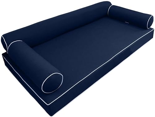 *Solo funda*-Estilo 6 fundas de almohada para colchón de sofá cama para exteriores, ribete de tubo de contraste, tamaño individual XL, AD101
