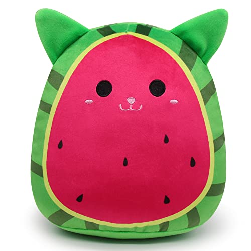 Watermelon Cat Stuffed Animal Toys for Kids,Cat Plush Pillow Toy Plush Pillows Squishy Watermelon Cat Plushies - Fun Fruit Pillow and Toy Cat for Kids - Hugging Plush Gifts for Kids Girlfrien