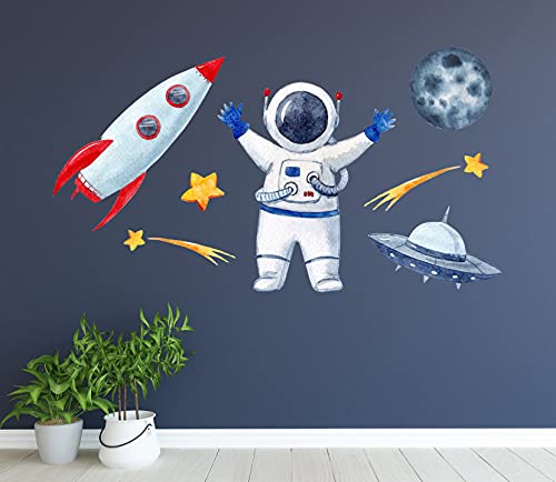 Vinilo decorativo de pared Astronauta y cohete miniatura 3