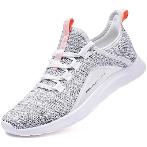 ALEADER Women's Energycloud Slip On Walking Shoes Pure Running Shoes for Gym Workout Treadmill Running Errands White Gray Size 8.5 US Cover