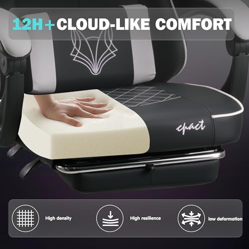 Gaming Chair Ergonomic Gaming Chair with High-Density Foam & Breathable PU Leather 135-Degree Recline, Enhanced Lumbar & Leg Support,360° Swivel,150kg Capacity Desk Chair