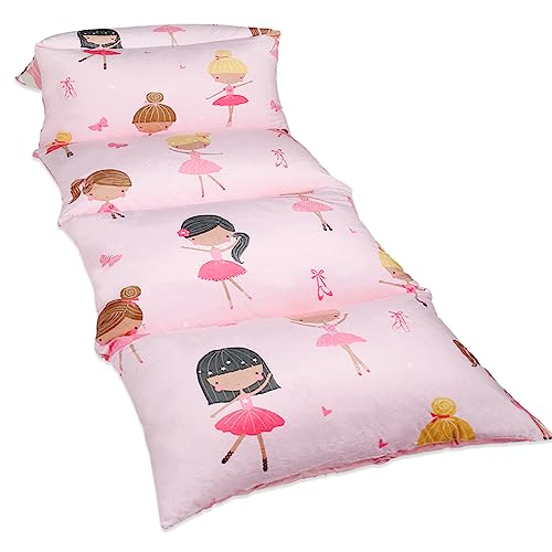Butterfly Craze Futon Floor Bed Lounger Cover - Queen Size Pink Ballerina - Machine Washable Pillow Case for Reading & TV - Fits 5 Standard Pillows for Cozy Cushions & Sleeping Pad