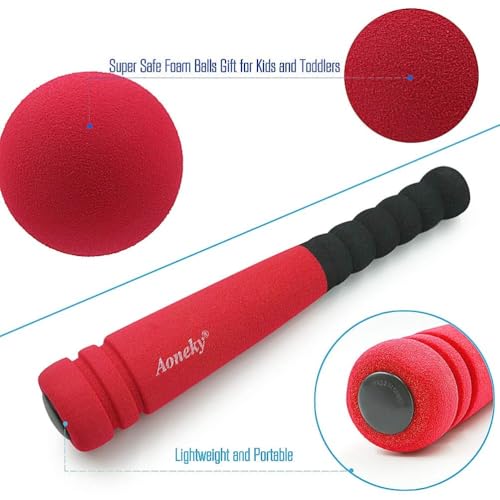 image for Aoneky 11.8 Inch Mini Foam Baseball Bat and Ball Set for Toddlers 1-3 