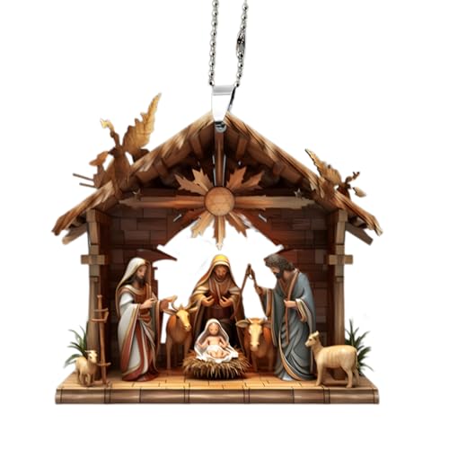 Enfeite para presépio ou árvore de Natal, decoração de árvore de Natal, árvore de Natal de Jesus, pendente de acrílico 3D, ornamento comemorativo festivo para
