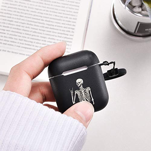 Lugeke Cases For Airpods 1 And 2 With Keychain, Gothic Skeleton Patterned Case With Protective Soft Tpu,Shockproof Cover For Girls Boys Kids Women Men (Smile Skeleton) #TOP2