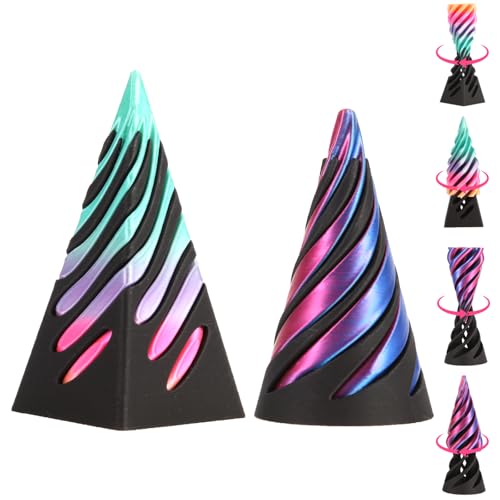 Pyramid Spiral Cone Toy - Reversible Passthrough Sculpture for Calmness & Relaxation - Impossible 3D Printed Optical Illusion Gadget, Fidget Desk Toy for Kids & Adults