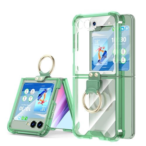 Galaxy Z Flip 5 Case 5G coque anti-chute transparente avec anneau rigide