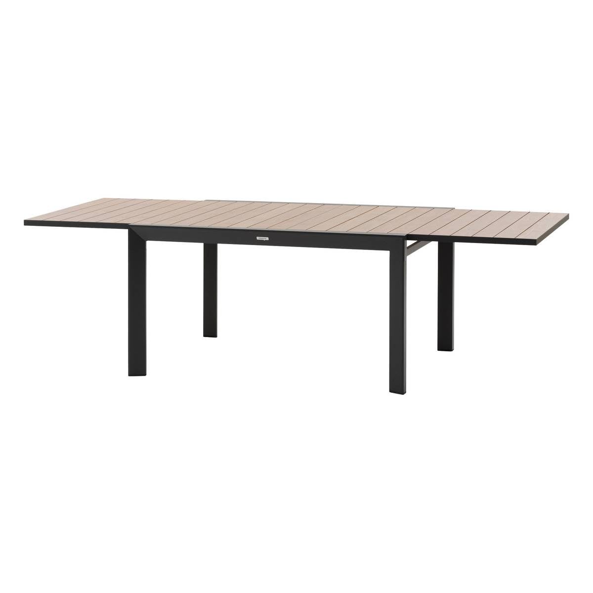 Hespéride - Table de Jardin Extensible Évasion - Effet Bois Honey/Graphite - 140 x 100 x 75 cm - Aluminium, 10 Places - pour Terrasse