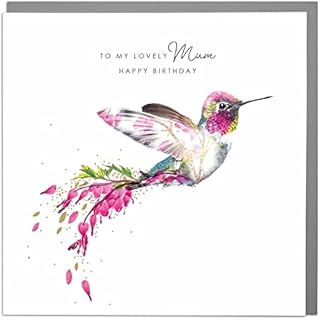Lola Design Lovely Mum - Hummingbird - Birthday Card with Grey Envelope