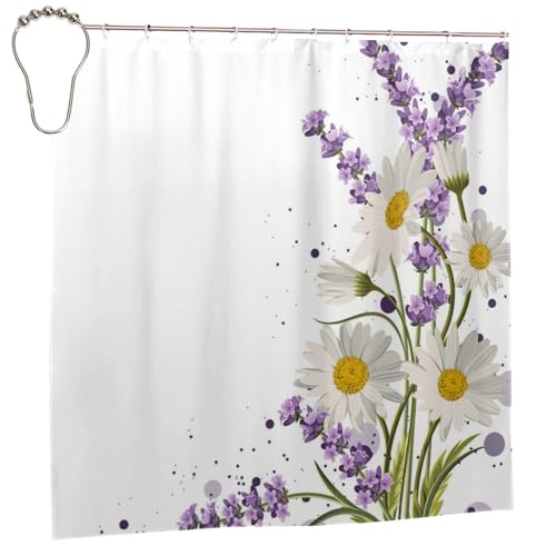 Rideau de douche lavande 183x183 cm en polyester avec 12 œillets - 3