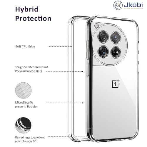 Image of Jkobi Back Case Cover for OnePlus 12 5G (Shockproof Case with Clear Silicone | Camera Protection | Soft and Flexible | Transparent)
