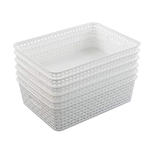 Gloreen 6-pack ondiepe opbergmanden, A4 plastic opbergbak, R