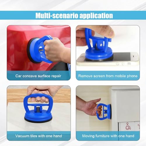 Image of 2PCS Car Dent Puller Kit Handle Lifter, Car Dent Puller Remover Tool, Powerful Suction Cup for Car Dent Repair, Glass and Tiles Lifting, and Objects Moving, Suitable for Most Car Models (Blue)