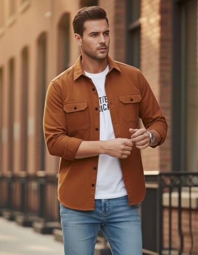 Image of DEELMO Men's Stylish Cotton Blend Casual Shirt || Full Sleeve Button-Down Shirt with Dual Flap Pockets || Comfortable Breathable Fabric || Perfect for Casual Office and Outing Wear
