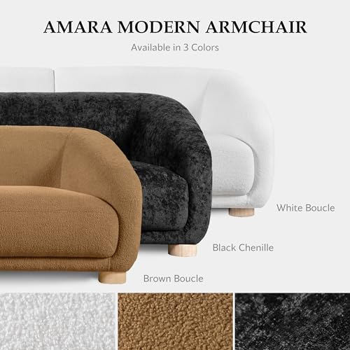 Sillón moderno con reposabrazos inclinados marrón miniatura 4
