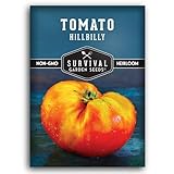 Hillbilly Tomato Seeds for Planting - Heirloom Yellow-Red Bi-Color Beefsteak Variety, Sweet Low-Acid Flavor, Unique Non-GMO Tomatoes - Survival Garden Seeds (1 Pack)