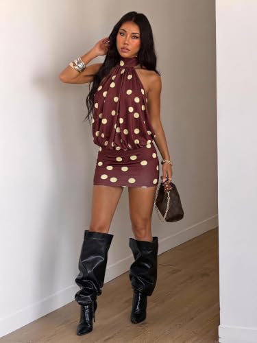 Image of SOLY HUX Women's Halter Mini Dress Y2k Backless Clubbing Cocktail Dresses