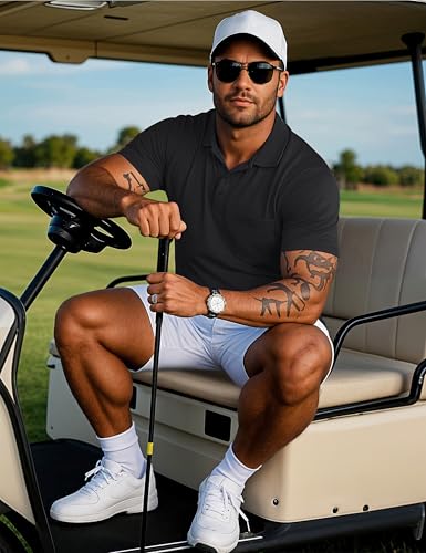 MAGCOMSEN Mens Polo Shirts Short Sleeve Cotton Pique Golf Shirts with Pocket Casual Performance Moisture Wicking Polos4