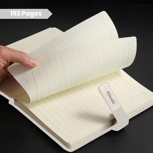 Image of Giftana Personalized Diary with Name, Customized Leather Diaries with Magnetic Overlap Lock,192 Pages, Personalised A5 Notebook Diary, Diwali Corporate Gifts for Employee (White)