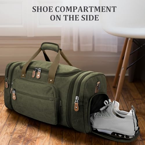 Image of Gonex Canvas Duffle Bag, Expandable 60L Travel Overnight Weekender Bag