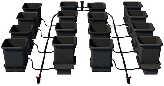 AutoPot 16 Pot System with 3.9 Gallon Plastic Pots and No Tank - Self-Watering, Gravity-Fed Hydroponic Systems (16Pot - 3.9 Gallon - No Tank)