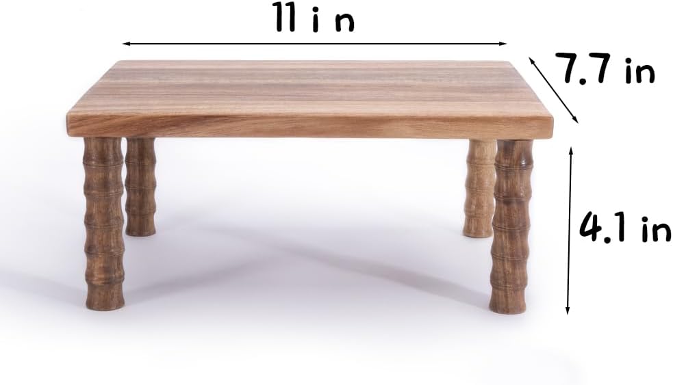 Small Kitchen Counter Shelf Acacia Wood Cabinet and Desktop Counter Riser Coffee Station Organizer Display Stand Shelf for Top of Desk Home Office Bathroom