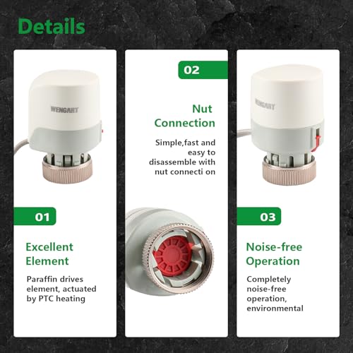 Wengart Thermal Actuator Valve WG03, Normaly Closed 2 Wire AC230V for Underfloor Heating Manifold with Itinerary