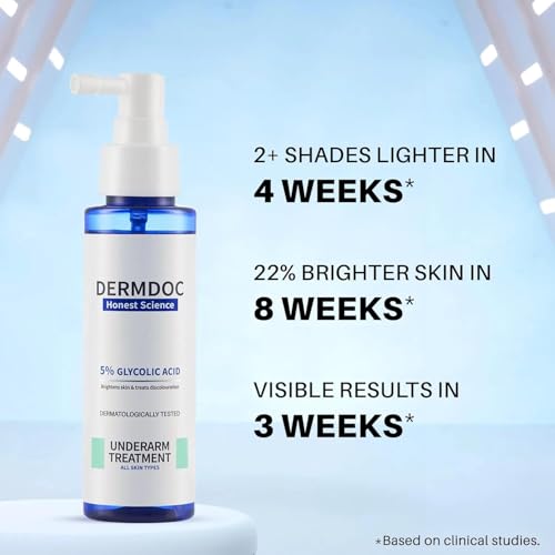 DERMDOC by Purplle 5% Glycolic Acid Underarm Brightening Spray Treatment (100 ml) | Exfoliating & Brightening | Multi-Purpose Spray for Hyperpigmentation.