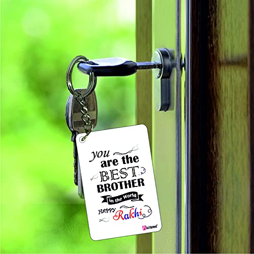 Image of PICRAZEE Raksha Bandhan Gift for Brother - Mug, Rakhi, Roli-Chawal Bottles Tilak Set, Keyring, Fridge Magnet & Greeting Card Combo