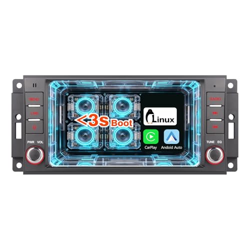 Autoradio Wireless CarPlay Android Auto Système Linux Radio AM/FM/RDS BT 5.0 avec Écran Tactile Bouton Volume Physique, Démarrage Rapide Plug and Play pour Jeep Wrangler Chrysler/Dodge RAM Ladegerät