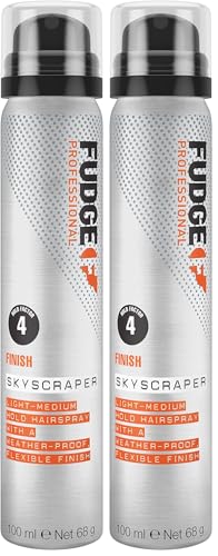 Fudge Professional Hairspray Travel Size, Skyscraper Light to Medium Hold Hair Spray, For Women, All Day Hold, Weather Proof, Controls Frizz and Flyaways, 100 ml (Pack of 2)