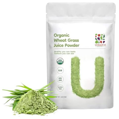 UNLEASH'D ORGANIC Organic Wheat Grass Juice Powder 16 oz 100% Pure Natural Green Food, Rich in Nutrients, Boosts Immune System, Detoxifies, Boosts Energy, Fights Inflammation Cover