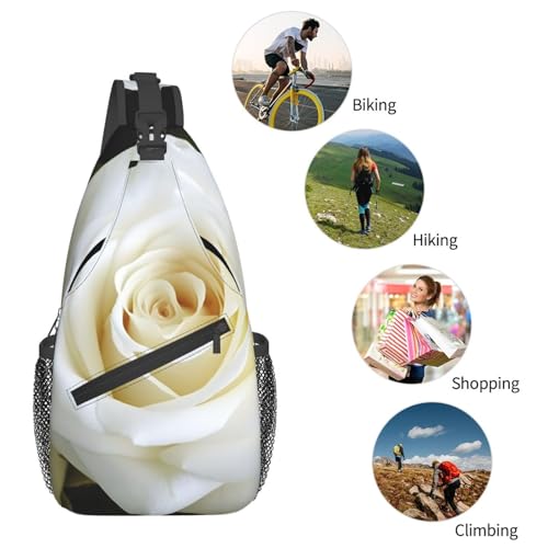 Mochila tipo sling negra con diseño floral y cierre de cremallera miniatura 5