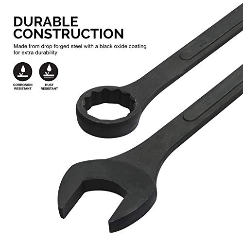 Neiko 03129A Jumbo Combination Wrench Set, 10 Piece | Black Oxide Finish | Sae (1-5/16" - 2") & 30223A Impact Adapter And Reducer Set, 8 Piece | Cr-V | Sae #TOP2