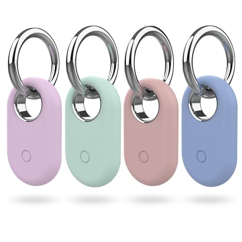 4 Pack Smarttag2 Holder Compatible with Samsung Galaxy SmartTag2 Soft Silicone Case All-Round Protection Against Scratch and Drop with Keychain Suitable for Keys Bags Luggage and Valuables