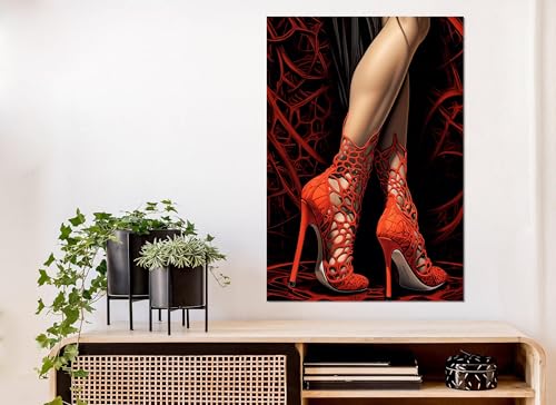 Toile femme sexy bottillons rouges pour sublimer la déco de votre chambre