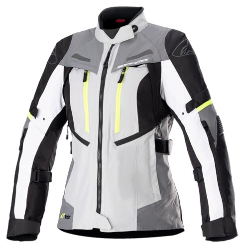 Alpinestars Stella Bogota Pro Drystar - Chaqueta de motocicleta para mujer, gris/amarillo LG, Gris/Amarillo, L